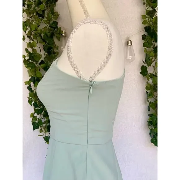 TCEC Pastel Green Asymmetrical One Shoulder Ruffle Mini Dress Women's Small - Picture 6 of 10